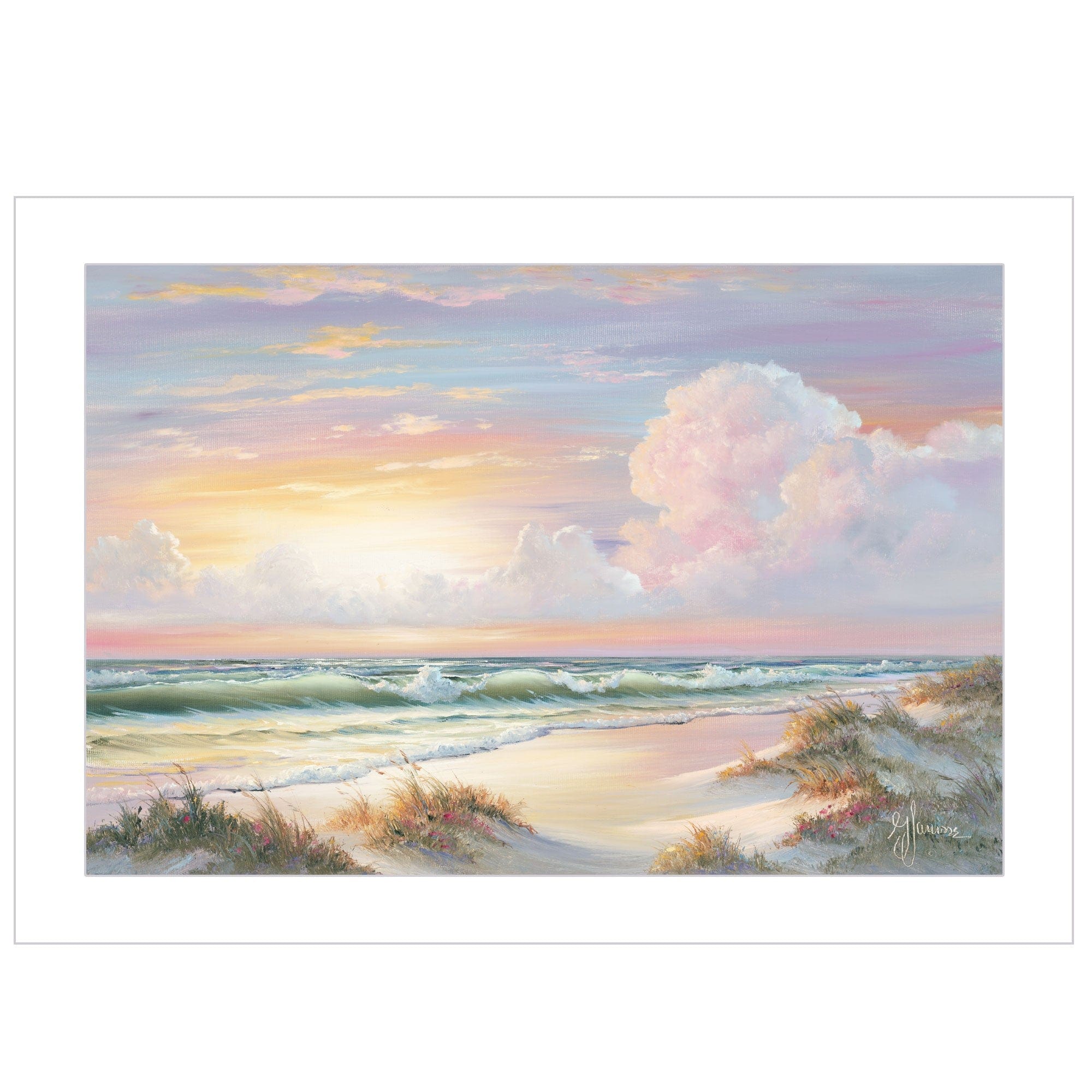 Golden Sunset on Crystal Cove 3 White Framed Print Wall Art - Homeroots