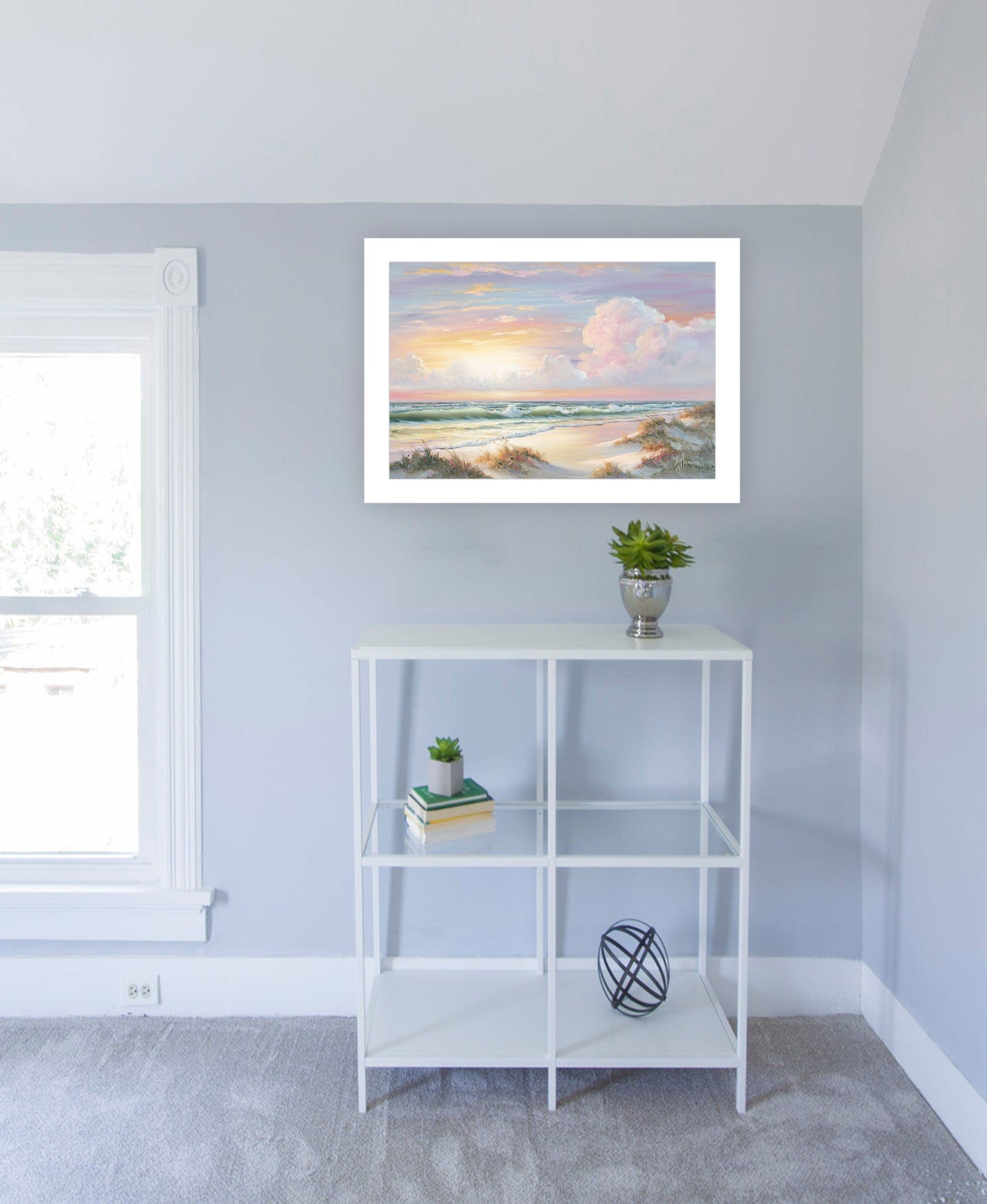 Golden Sunset on Crystal Cove 3 White Framed Print Wall Art - Homeroots