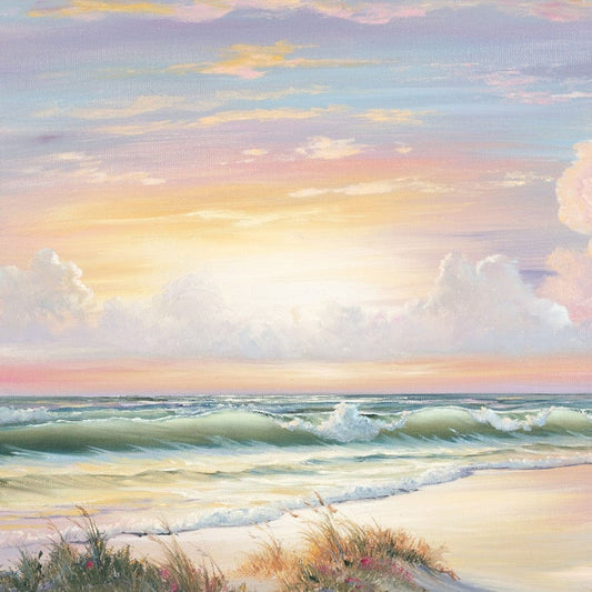 Golden Sunset on Crystal Cove 3 White Framed Print Wall Art - Homeroots