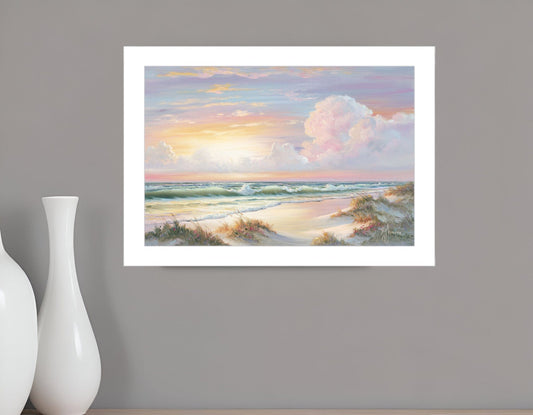 Golden Sunset on Crystal Cove 3 White Framed Print Wall Art - Homeroots