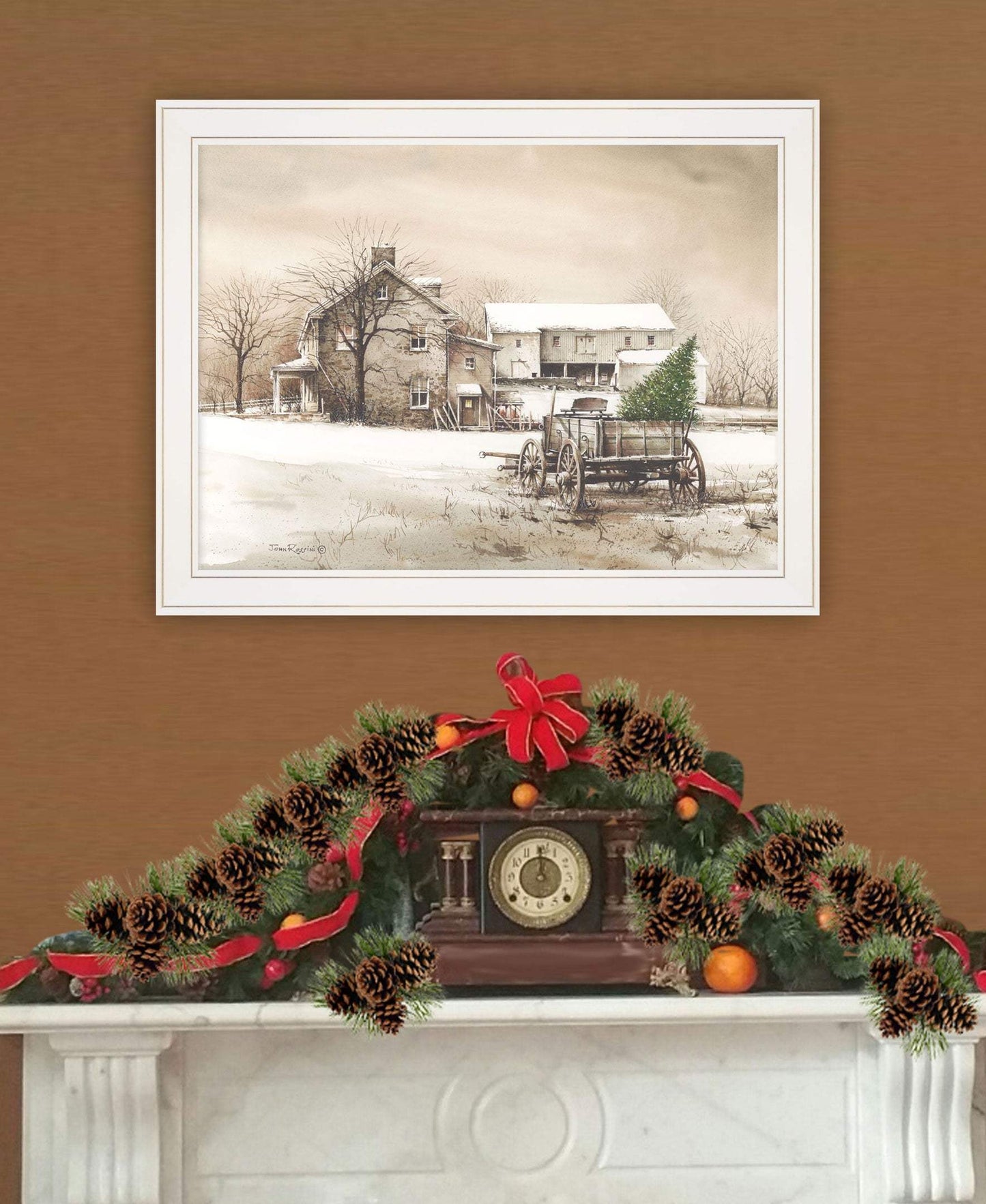 Bringing Home the Tree 2 White Framed Print Wall Art - Homeroots - Flyclothing LLC