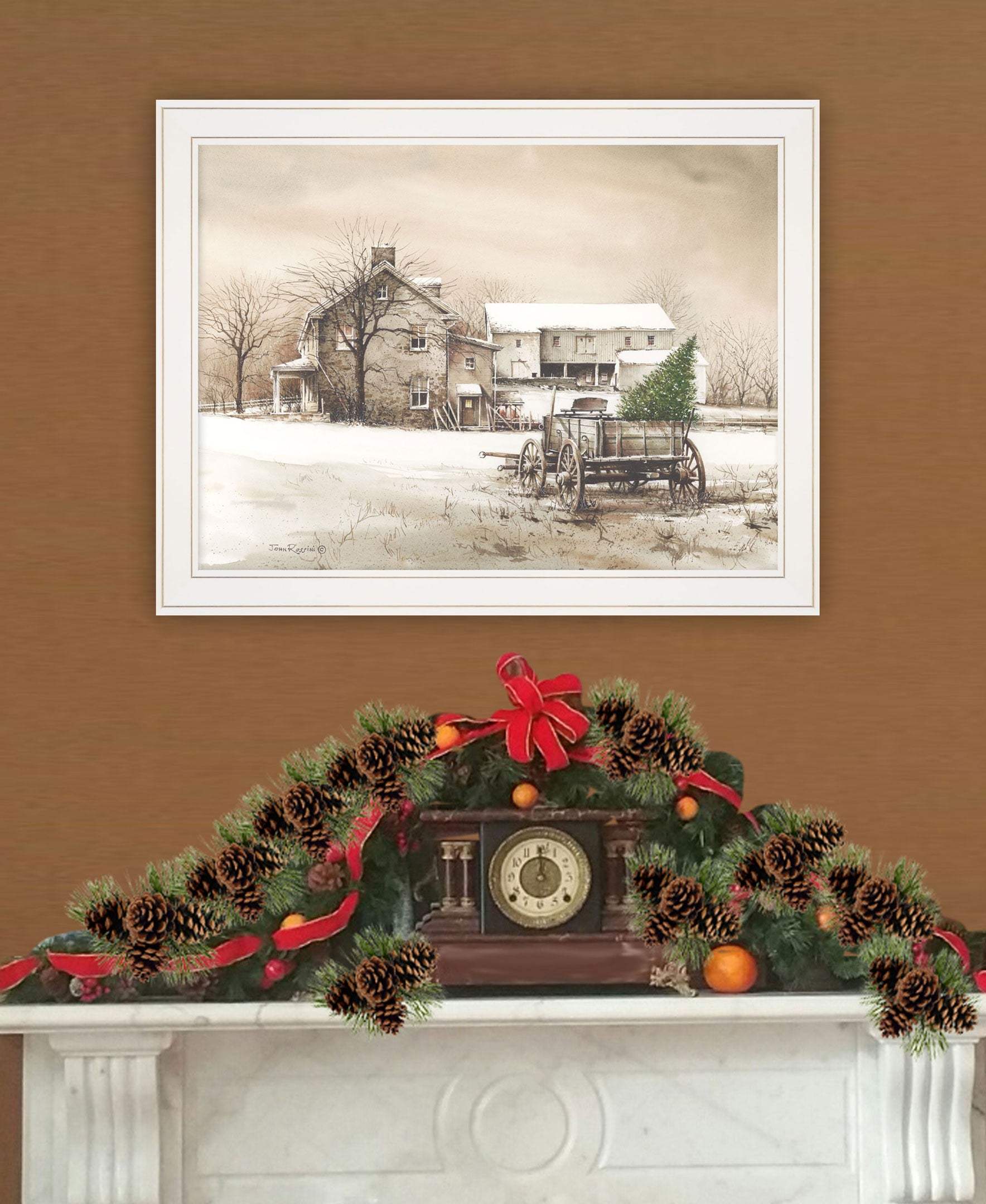 Bringing Home the Tree 2 White Framed Print Wall Art - Homeroots - Flyclothing LLC