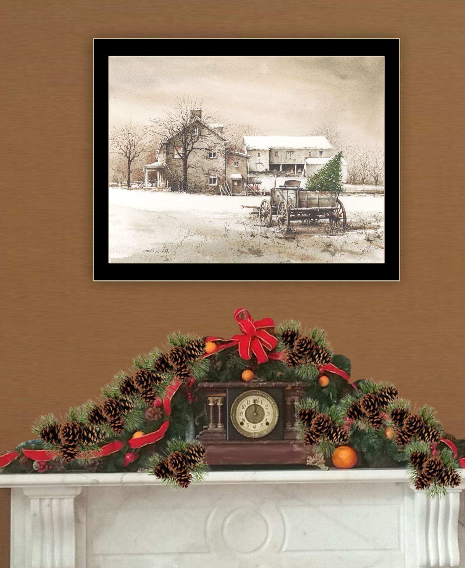 Bringing Home the Tree 3 Black Framed Print Wall Art - Homeroots