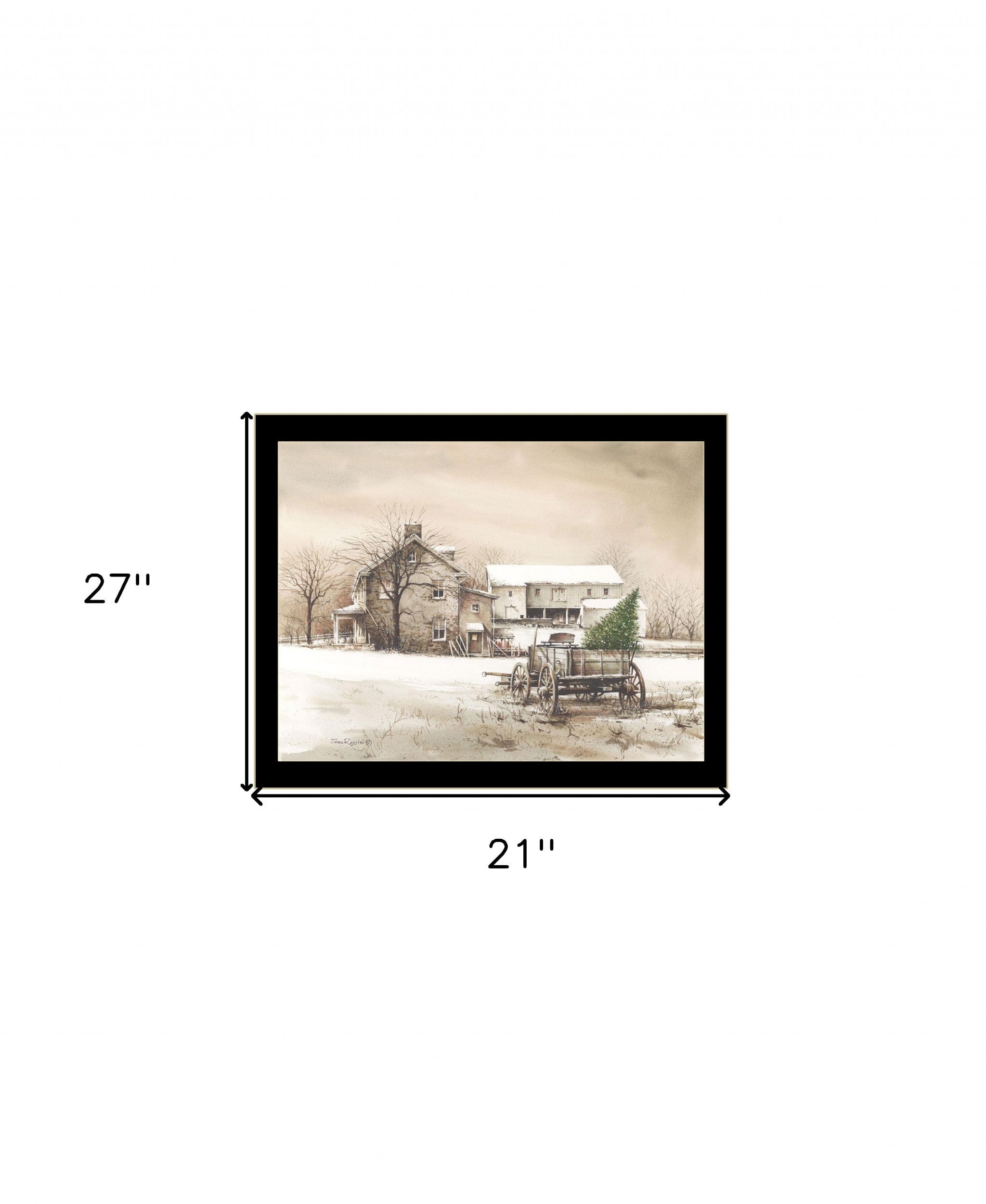 Bringing Home the Tree 3 Black Framed Print Wall Art - Homeroots