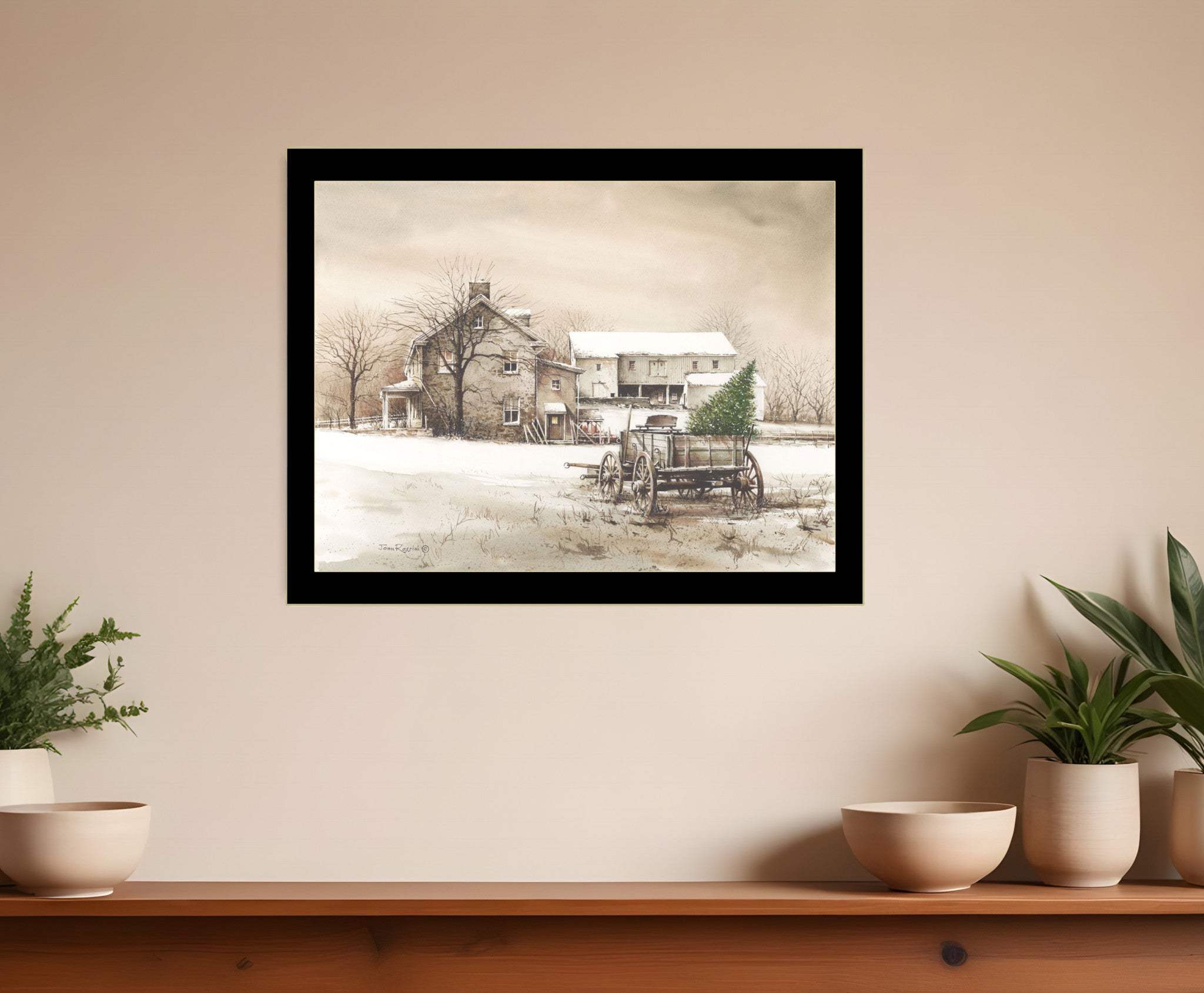 Bringing Home the Tree 3 Black Framed Print Wall Art - Homeroots - Flyclothing LLC