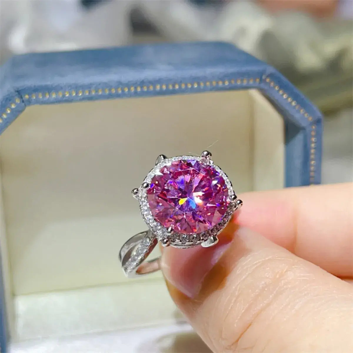 5 Carat Moissanite Halo Engagement Ring - Trendsi - Flyclothing LLC