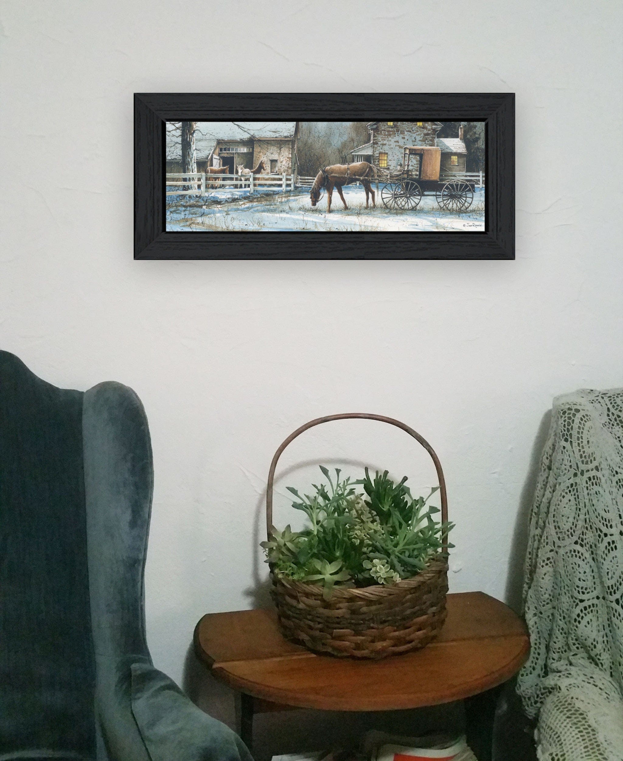 Evening on the Farm Black Framed Print Wall Art - Homeroots