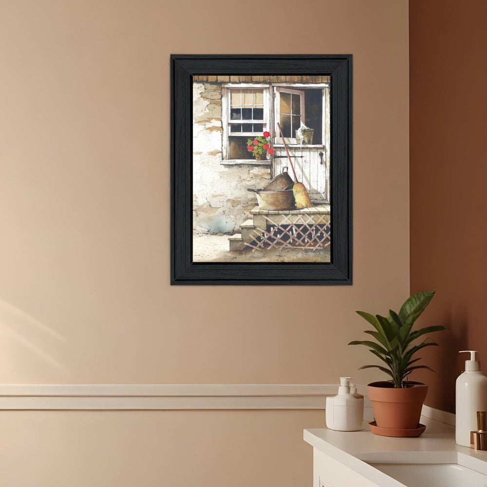 Cleaning Day Black Framed Print Bathroom Wall Art - Homeroots