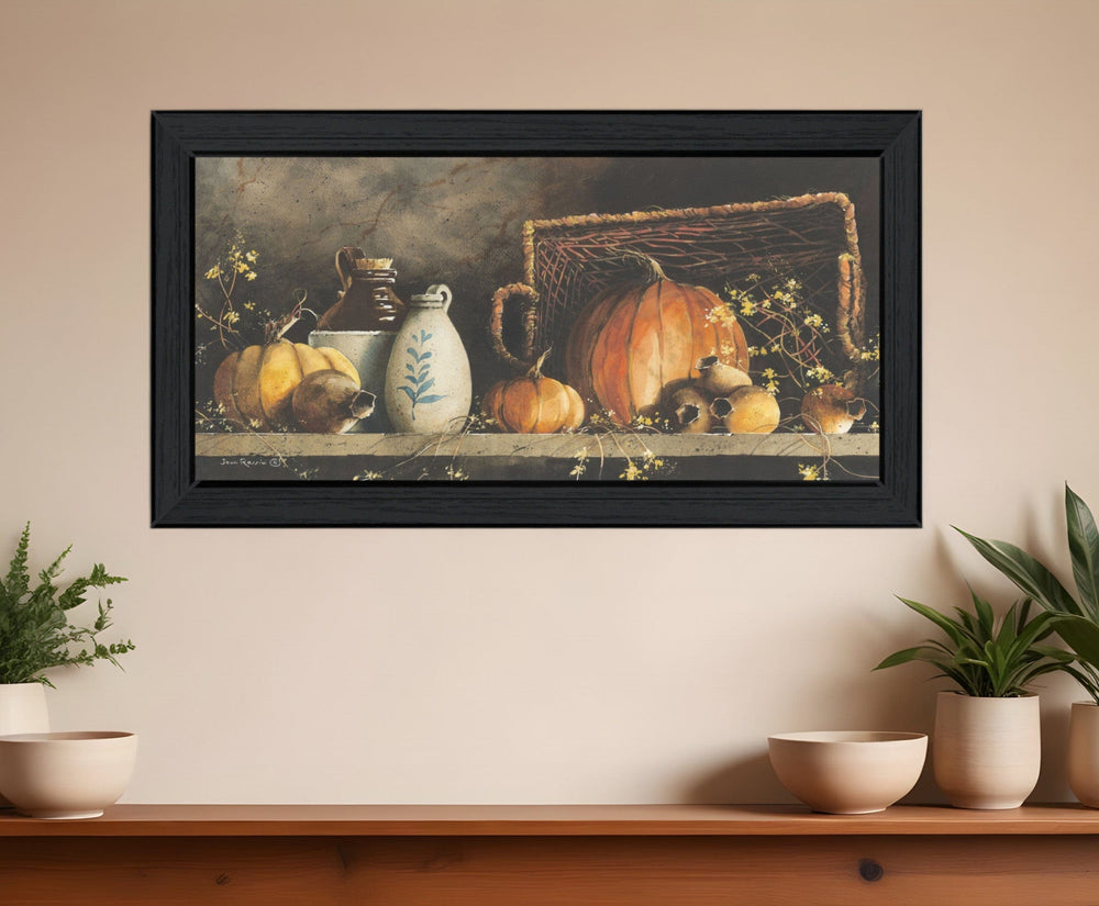 Pumpkin and Pods Black Framed Print Kitchen Wall Art - Homeroots