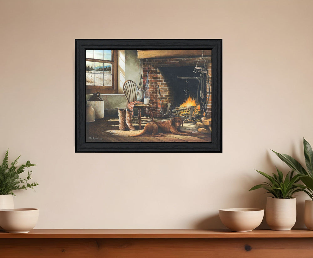 His Morning Coffee 1 Black Framed Print Wall Art - Homeroots
