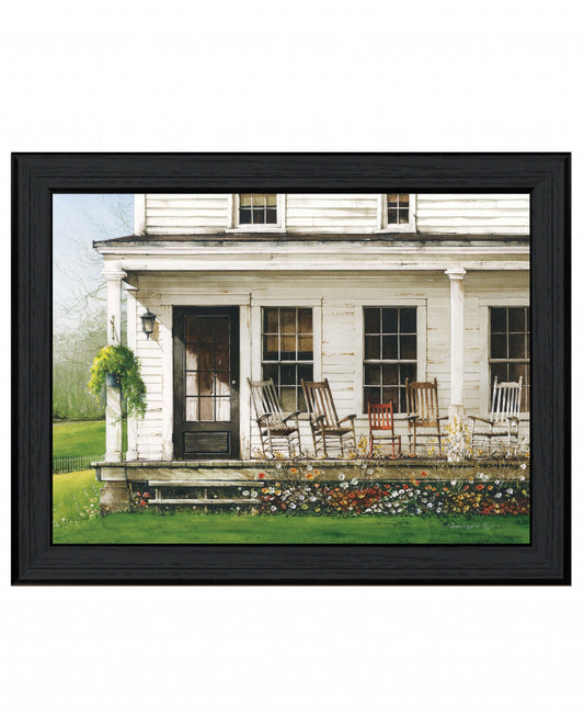 Back Porch Gathering 1 Black Framed Print Wall Art - Homeroots
