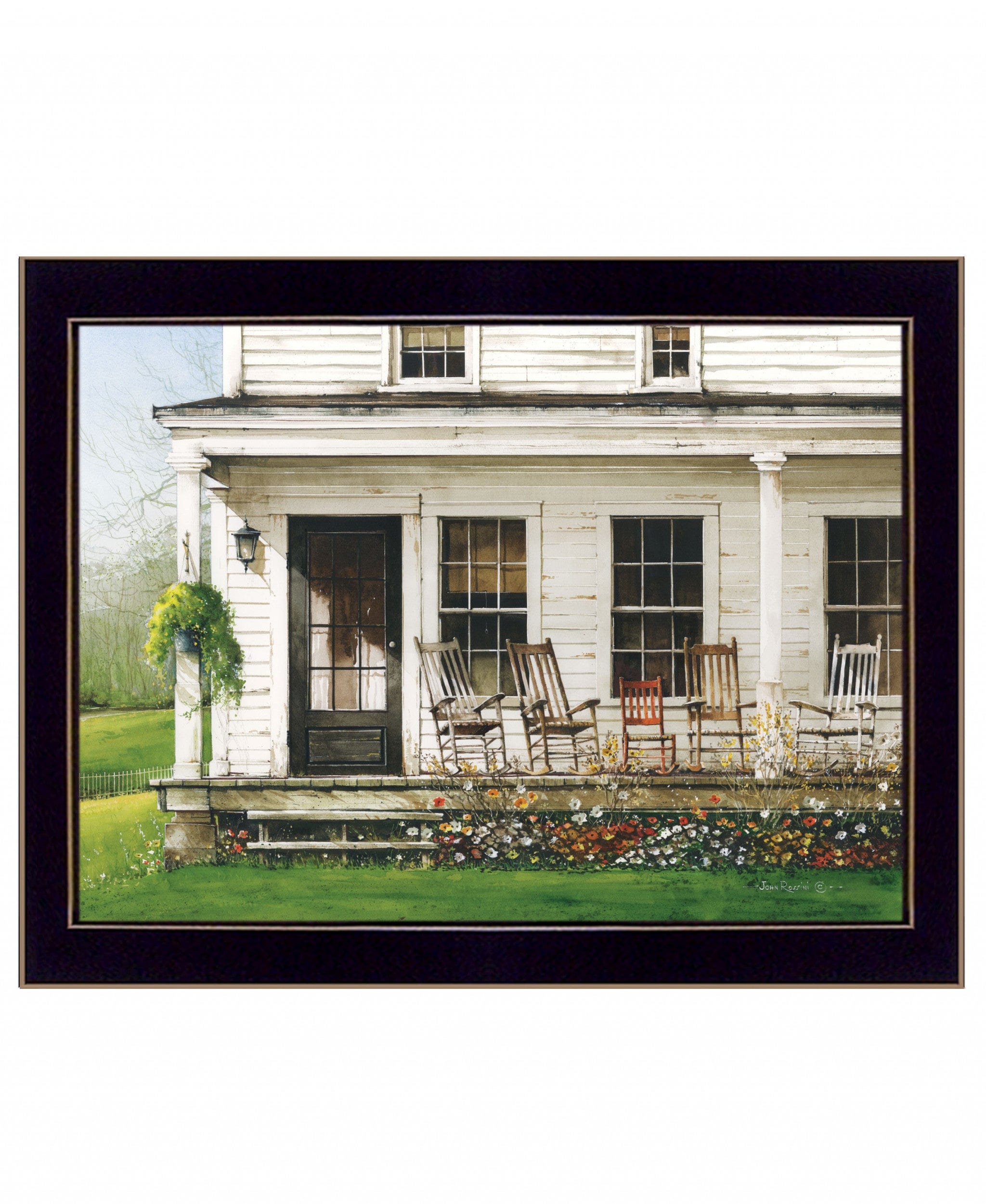 Back Porch Gathering 2 Black Framed Print Wall Art - Homeroots