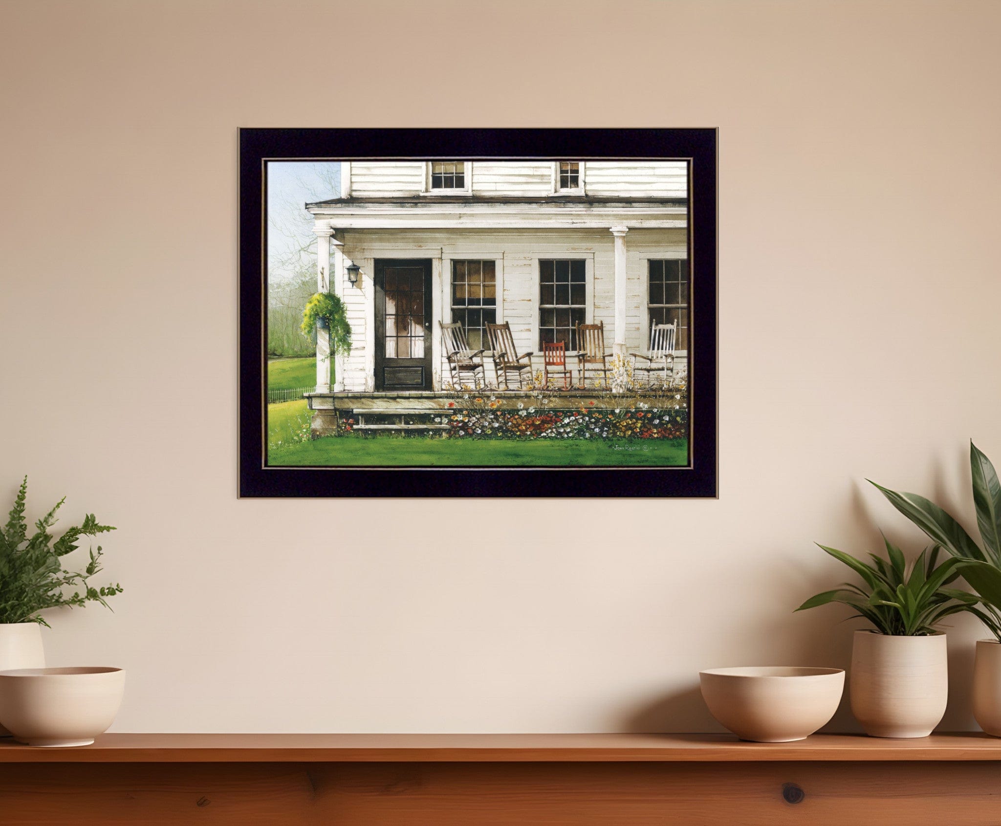 Back Porch Gathering 2 Black Framed Print Wall Art - Homeroots