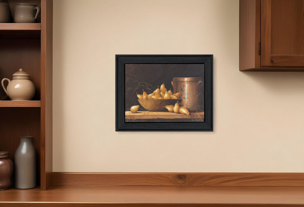 Pears and Crocks 1 Black Framed Print Wall Art - Homeroots