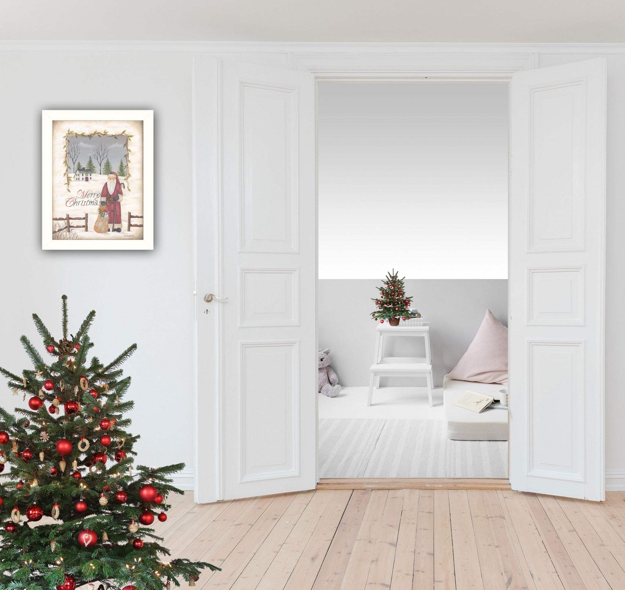 Merry Christmas White Framed Print Wall Art - Homeroots - Flyclothing LLC