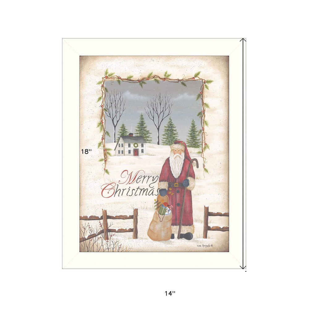 Merry Christmas White Framed Print Wall Art - Homeroots - Flyclothing LLC