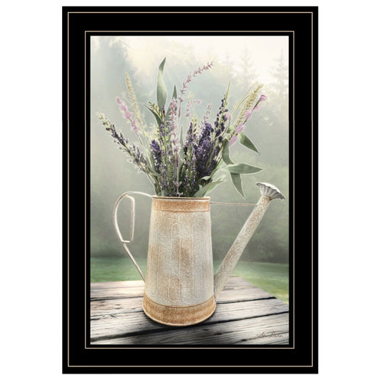 Lavender Watering Can 1 Black Framed Print Wall Art - Homeroots