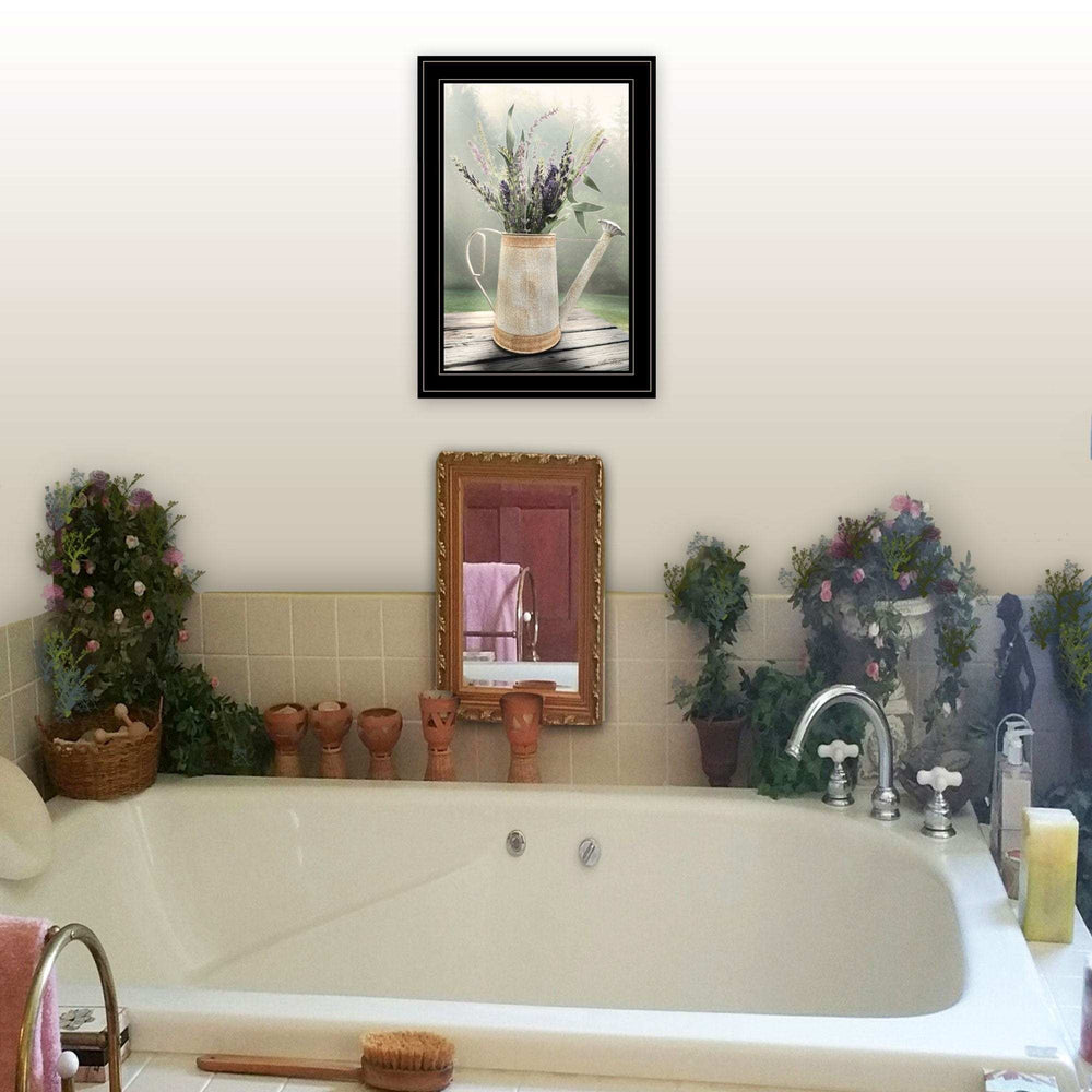 Lavender Watering Can 1 Black Framed Print Wall Art - Homeroots - Flyclothing LLC