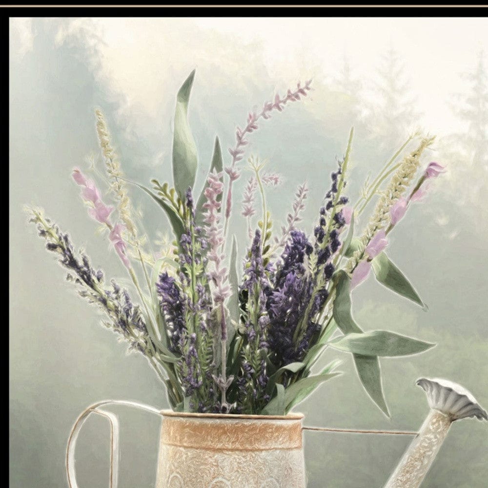 Lavender Watering Can 1 Black Framed Print Wall Art - Homeroots