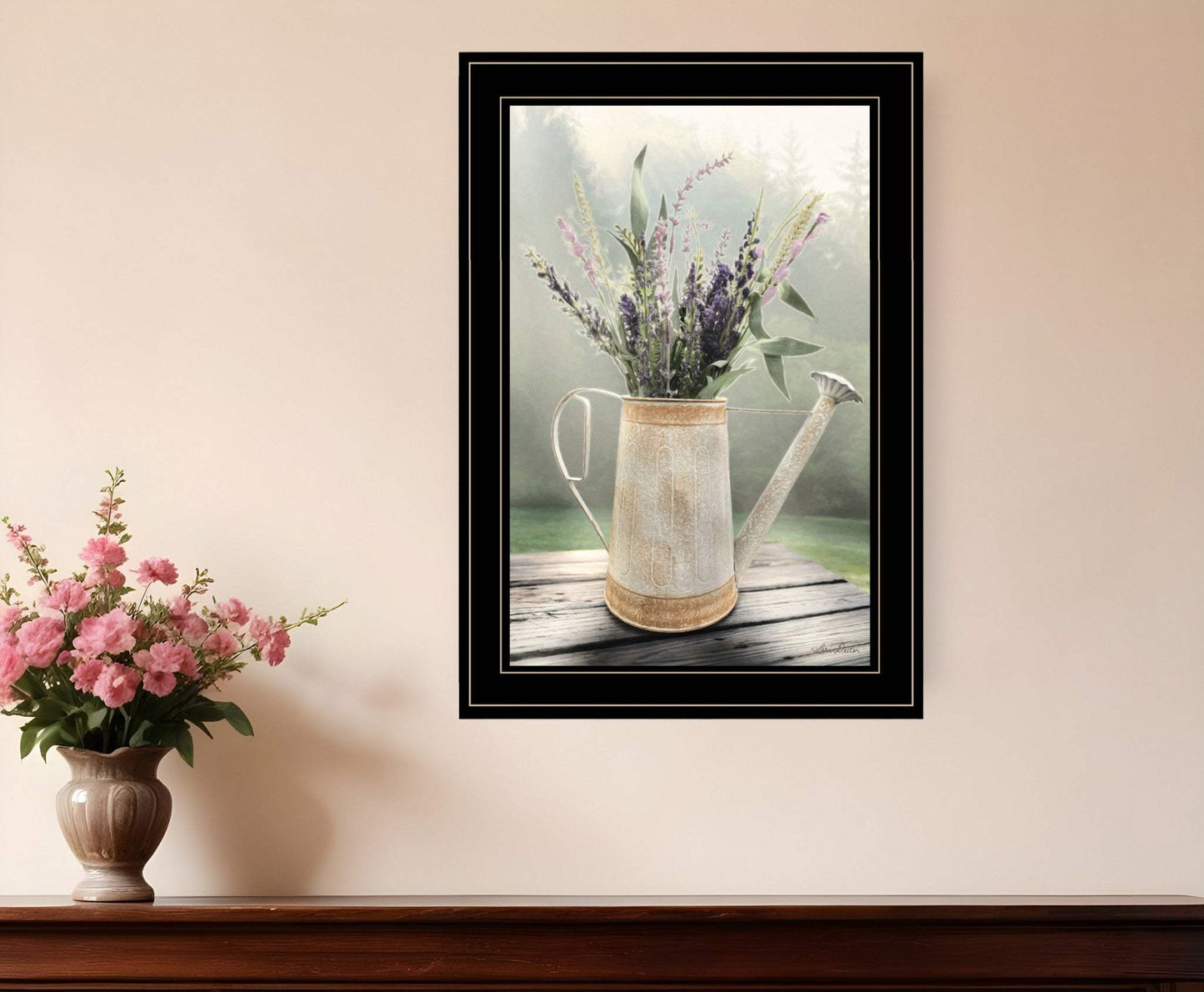 Lavender Watering Can 1 Black Framed Print Wall Art - Homeroots - Flyclothing LLC