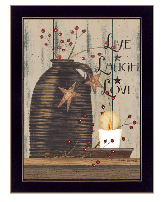 Live Laugh and Love 1 Black Framed Print Wall Art - Homeroots
