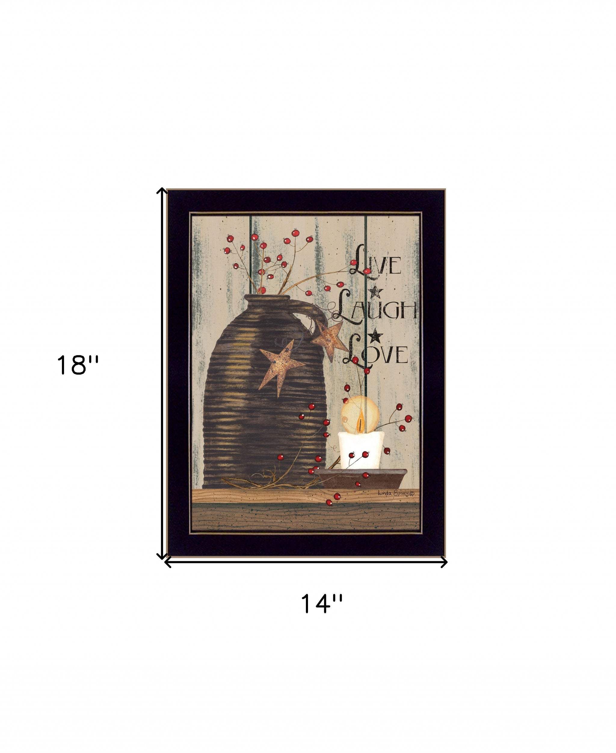 Live Laugh and Love 1 Black Framed Print Wall Art - Homeroots - Flyclothing LLC