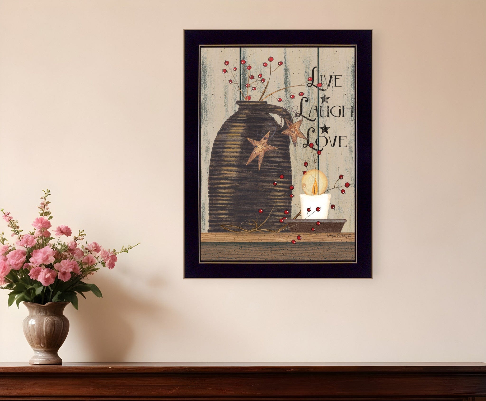 Live Laugh and Love 1 Black Framed Print Wall Art - Homeroots