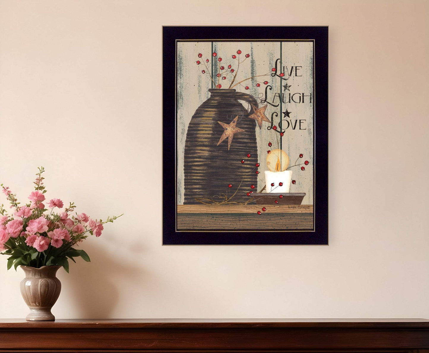 Live Laugh and Love 1 Black Framed Print Wall Art - Homeroots - Flyclothing LLC