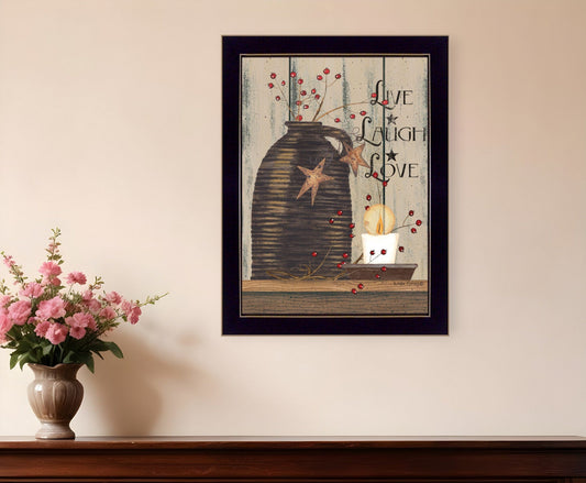 Live Laugh and Love 1 Black Framed Print Wall Art - Homeroots