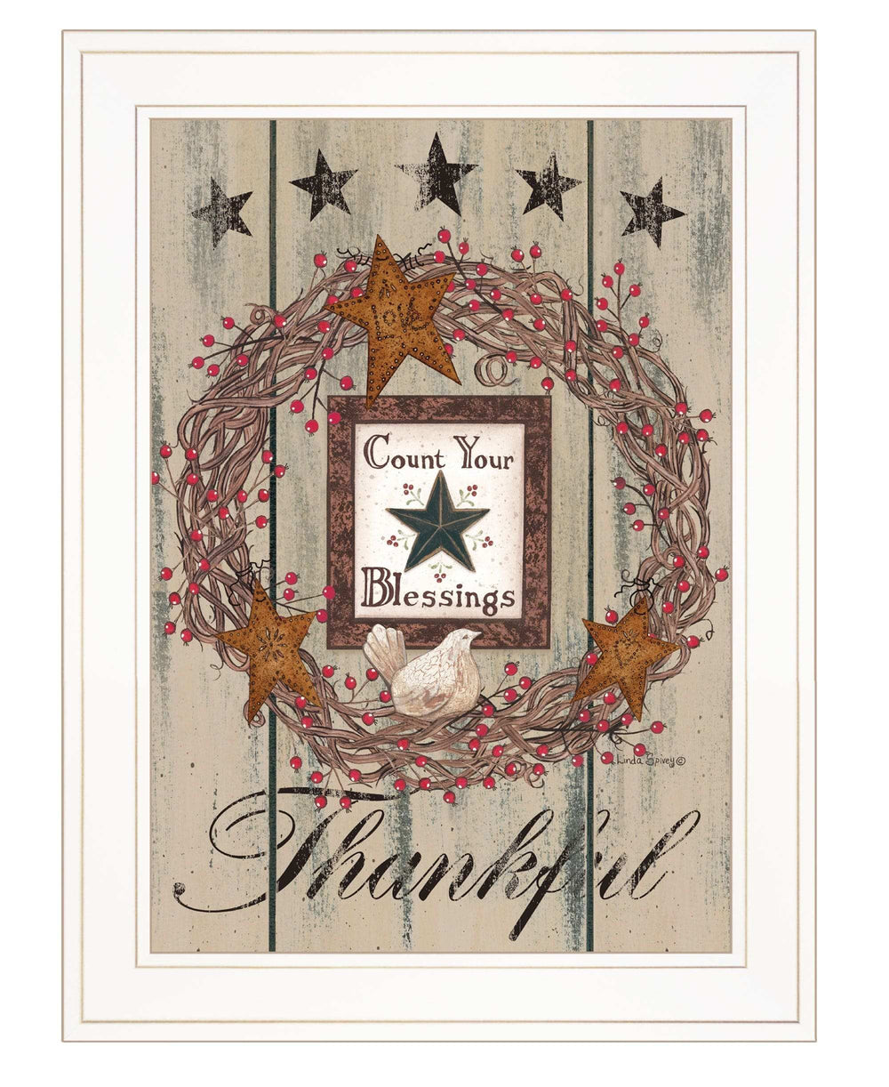 Count your Blessings 1 White Framed Print Wall Art - Homeroots - Flyclothing LLC