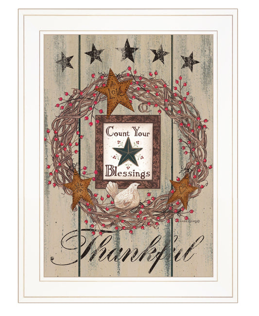 Count your Blessings 1 White Framed Print Wall Art - Homeroots