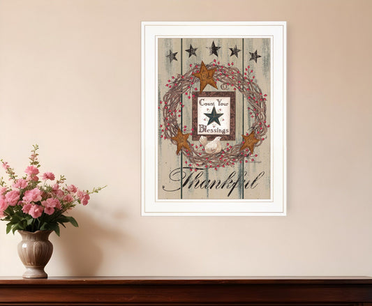 Count your Blessings 1 White Framed Print Wall Art - Homeroots