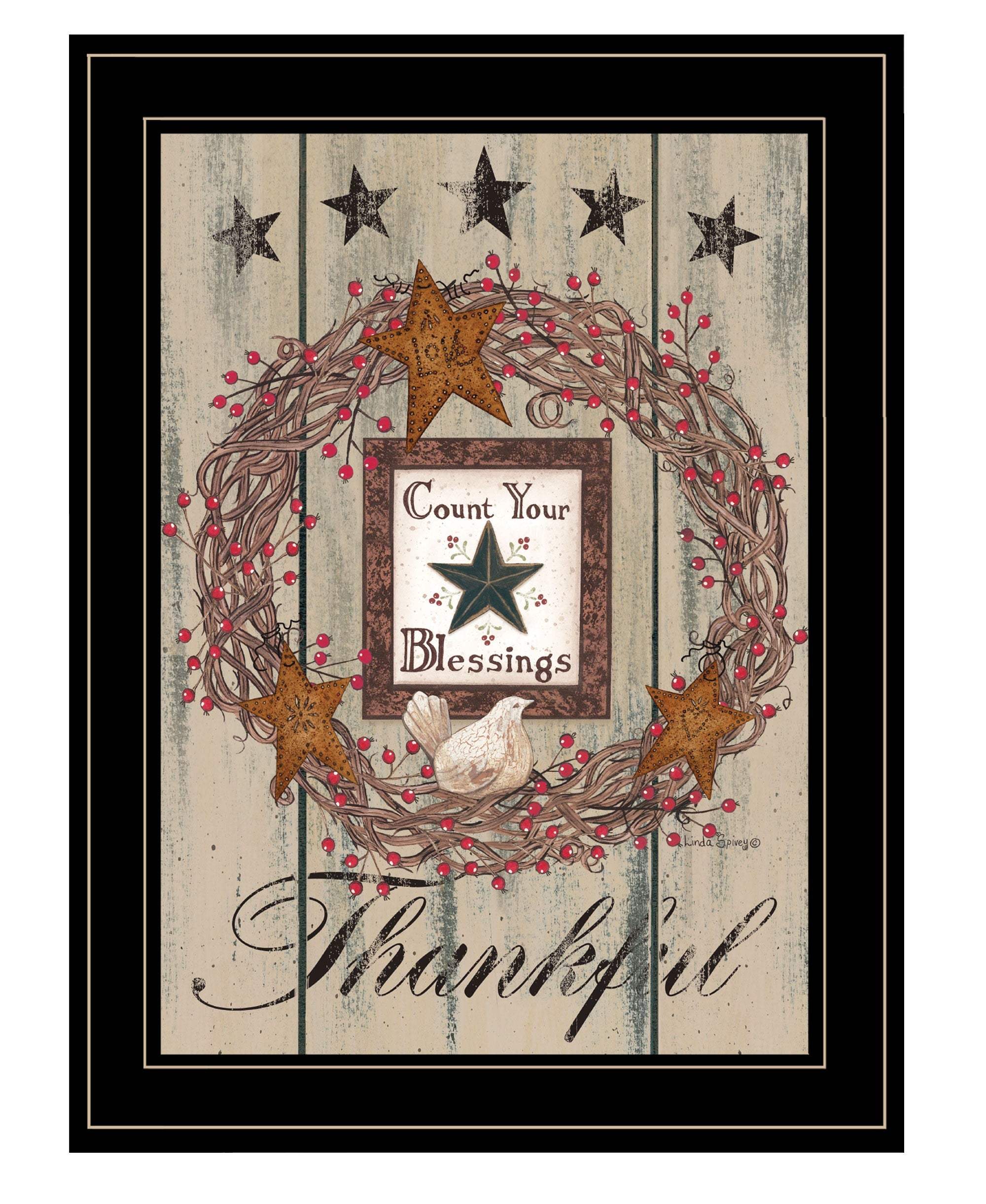 Count your Blessings 2 Black Framed Print Wall Art - Homeroots - Flyclothing LLC