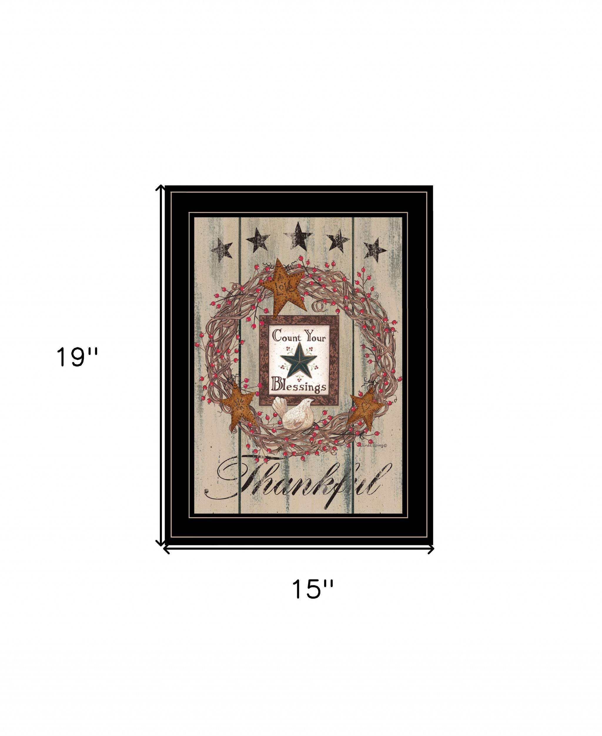 Count your Blessings 2 Black Framed Print Wall Art - Homeroots - Flyclothing LLC