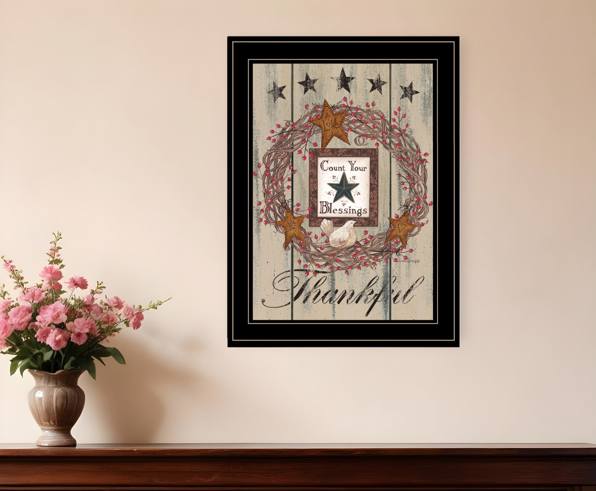 Count your Blessings 2 Black Framed Print Wall Art - Homeroots
