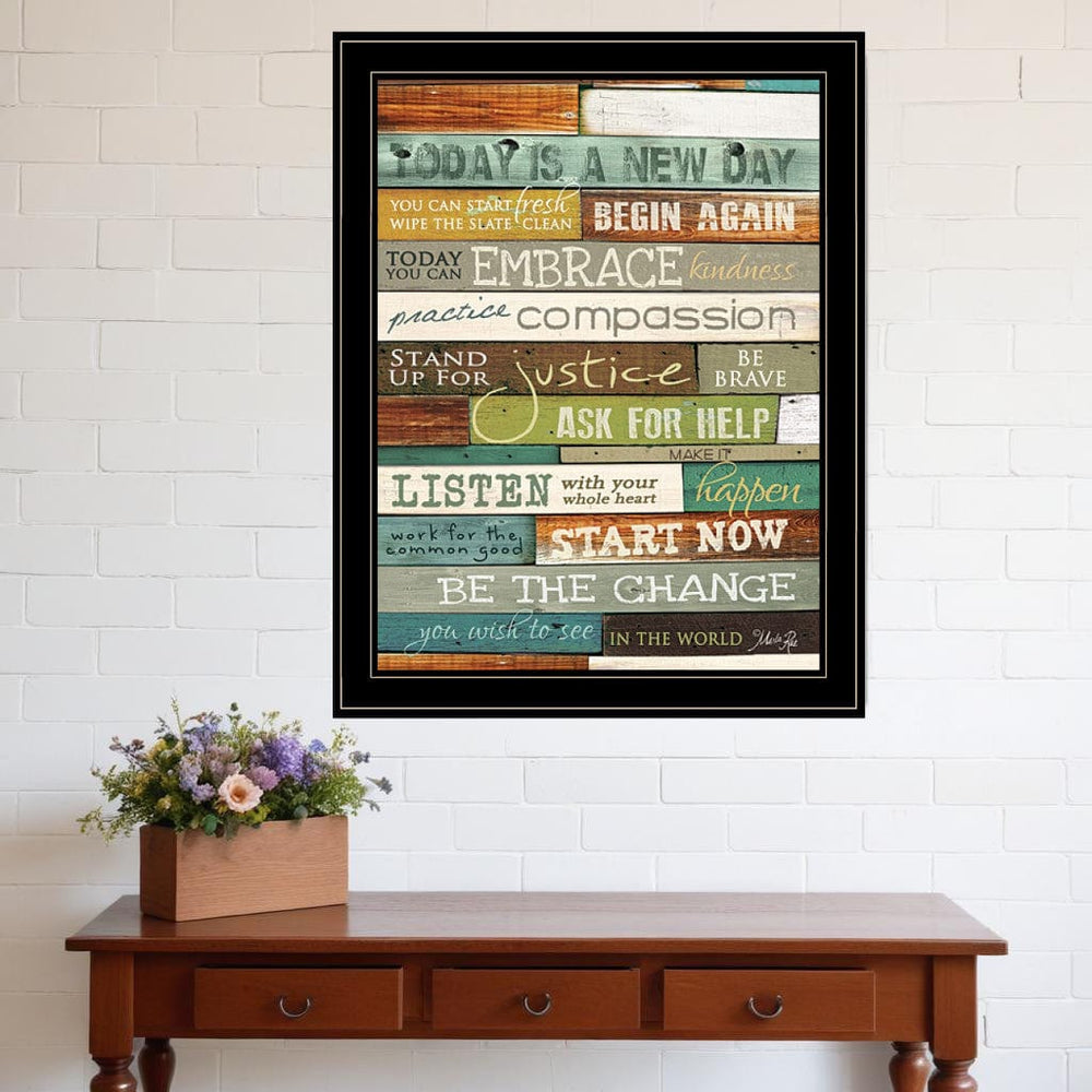 Today is a New Day 3 Black Framed Print Wall Art - Homeroots