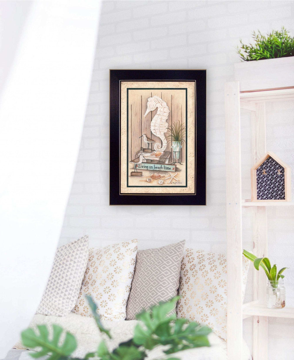 Living on Beach Time Black Framed Print Wall Art - Homeroots - Flyclothing LLC