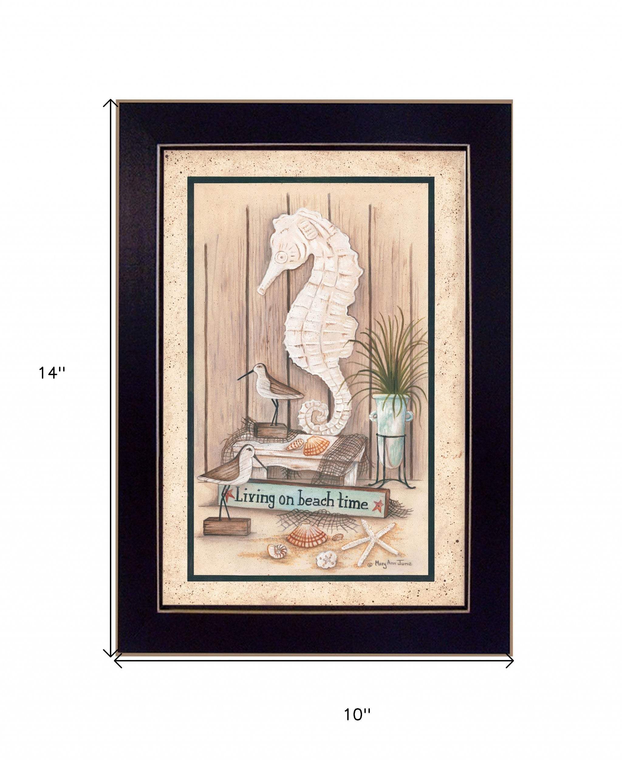 Living on Beach Time Black Framed Print Wall Art - Homeroots - Flyclothing LLC