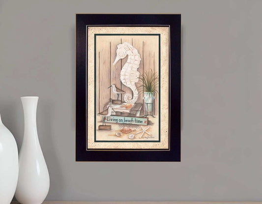 Living on Beach Time Black Framed Print Wall Art - Homeroots - Flyclothing LLC