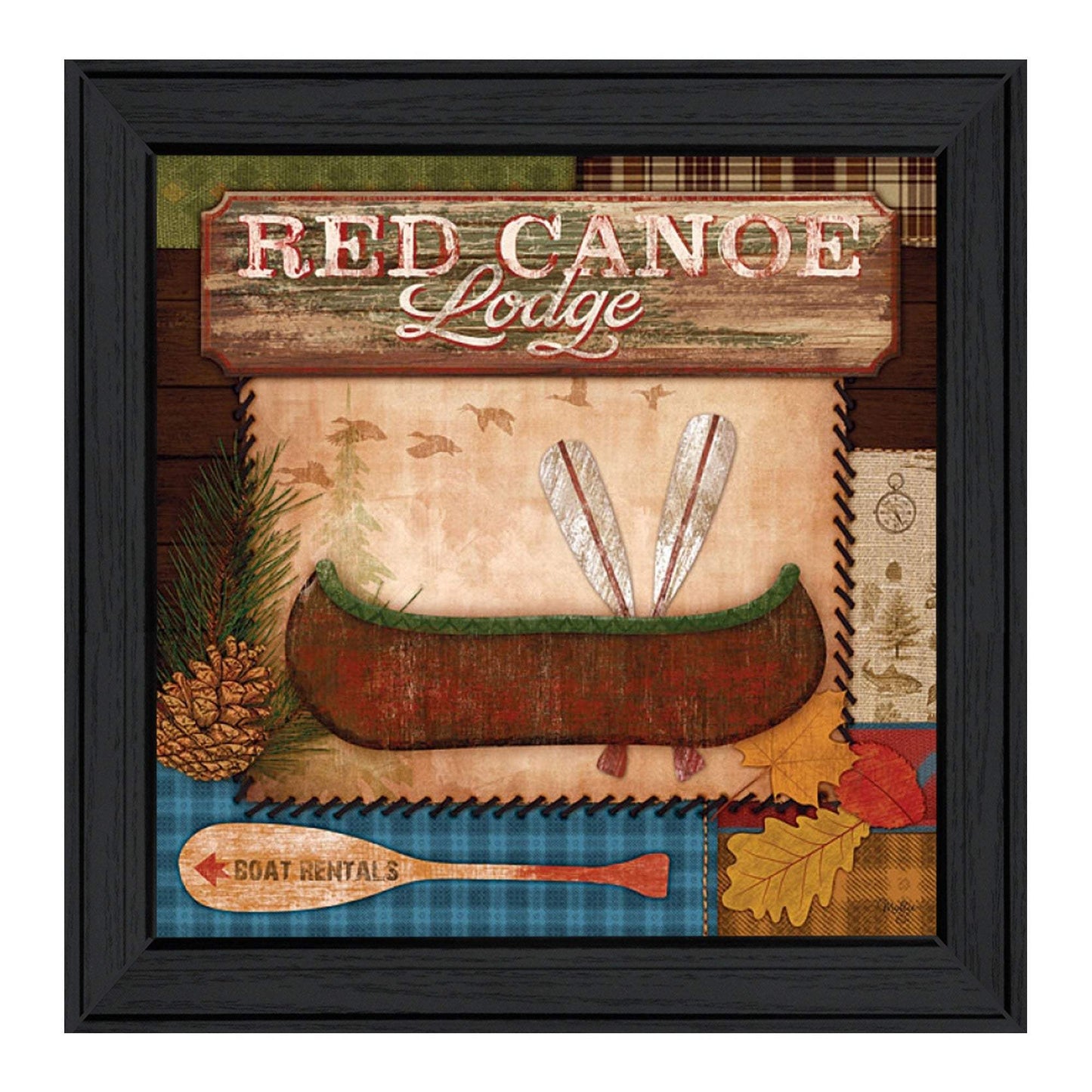 Red Canoe Lodge 2 Black Framed Print Wall Art - Homeroots - Flyclothing LLC