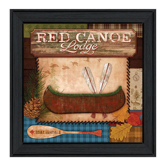 Red Canoe Lodge 2 Black Framed Print Wall Art - Homeroots - Flyclothing LLC