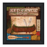 Red Canoe Lodge 2 Black Framed Print Wall Art - Homeroots