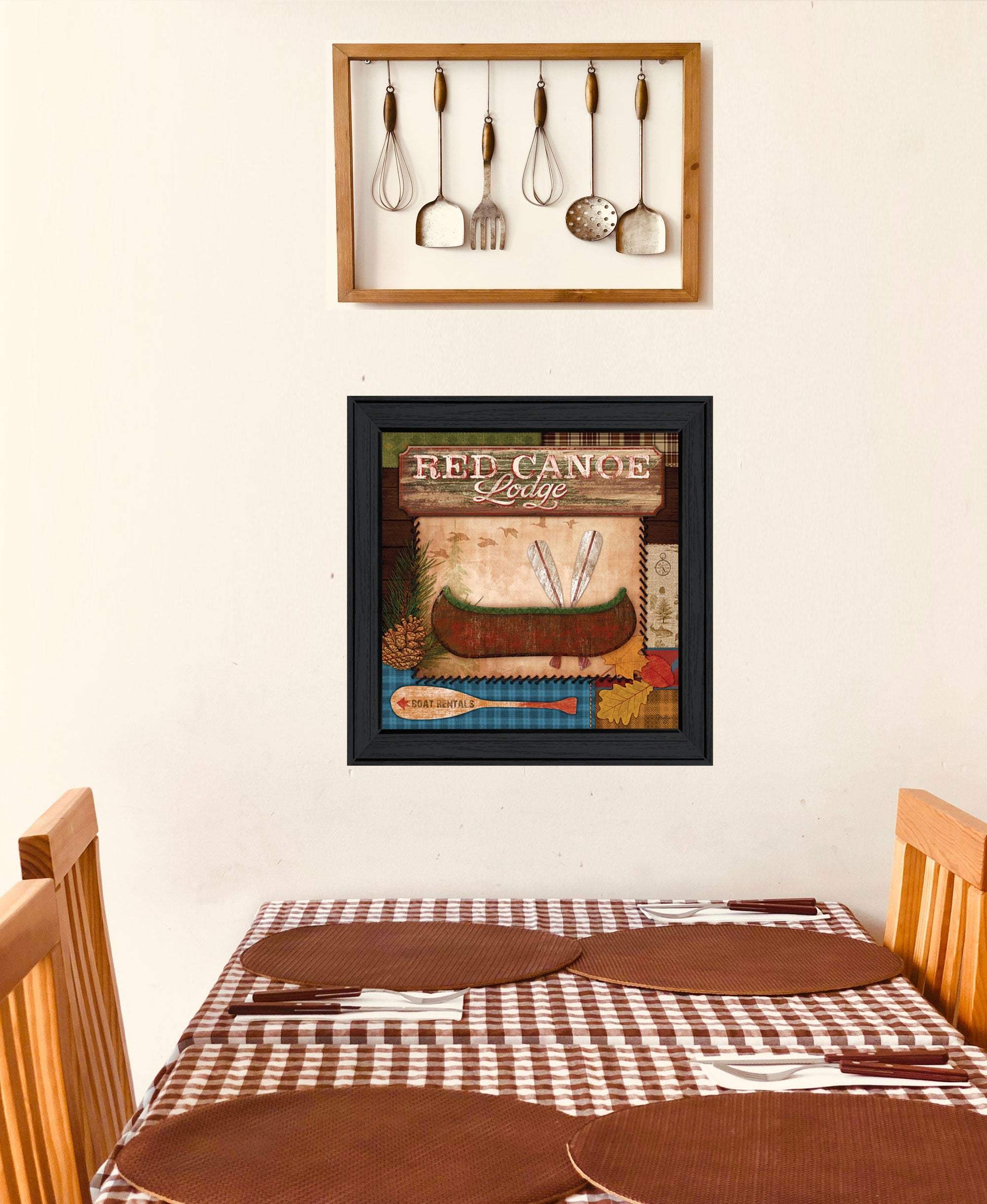 Red Canoe Lodge 2 Black Framed Print Wall Art - Homeroots - Flyclothing LLC