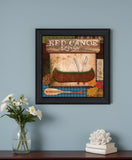 Red Canoe Lodge 2 Black Framed Print Wall Art - Homeroots