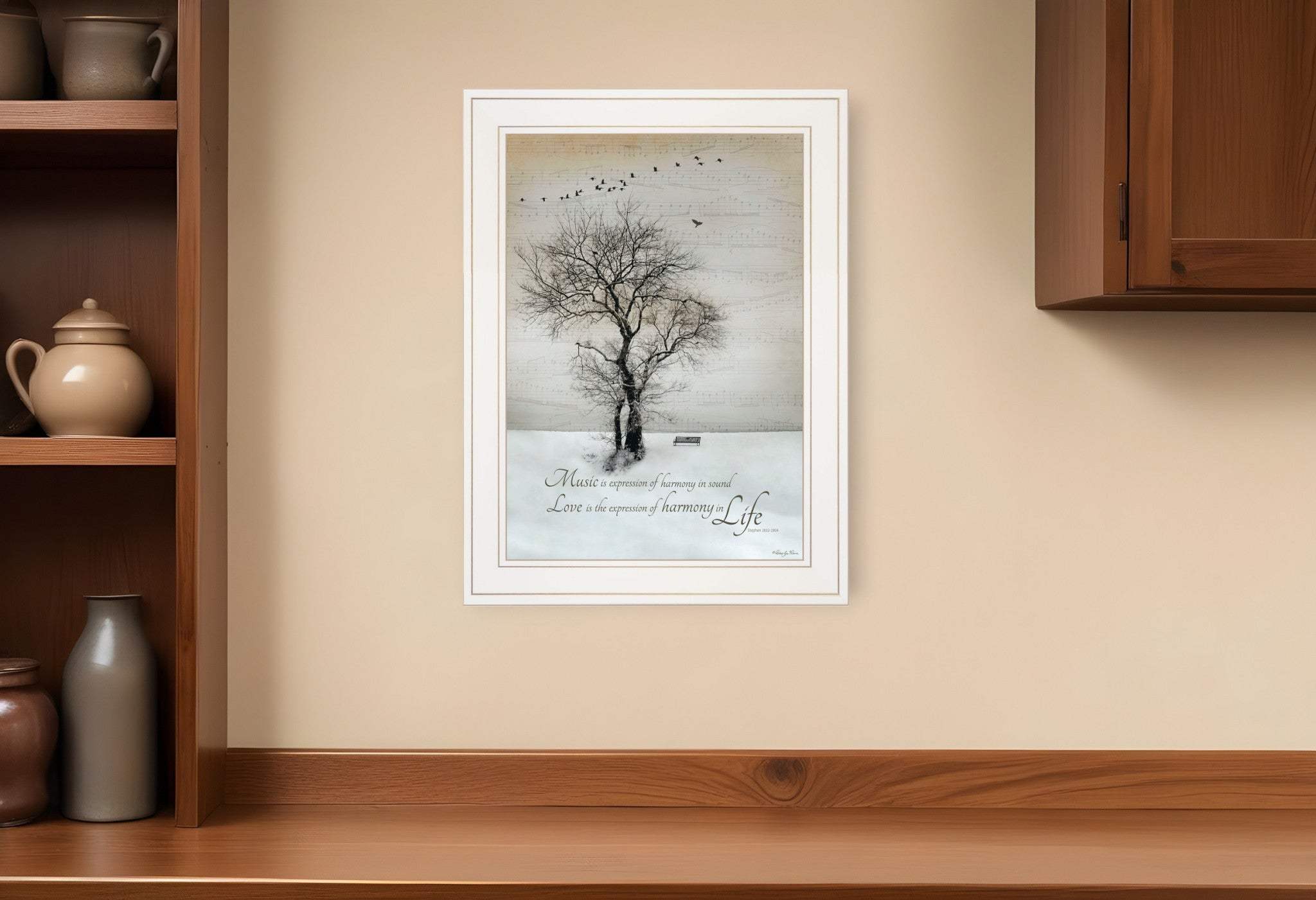 Harmony 1 White Framed Print Kitchen Wall Art - Homeroots - Flyclothing LLC