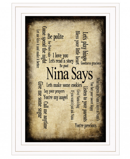Nina Says 1 White Framed Print Wall Art - Homeroots