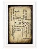 Nina Says 1 White Framed Print Wall Art - Homeroots
