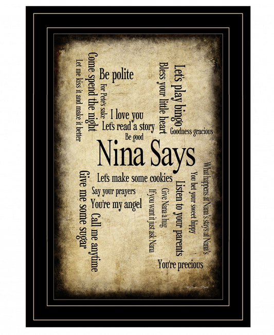 Nina Says 3 Black Framed Print Wall Art - Homeroots