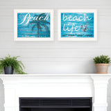 Set Of Two Beach Life 4 White Framed Print Wall Art - Homeroots - Flyclothing LLC