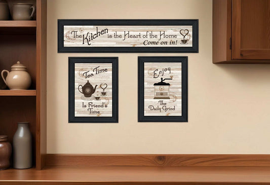 Set Of Three Kitchen Black Framed Prints Kitchen Wall Art - Homeroots - Flyclothing LLC